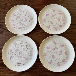 Vtg Vernon Ware Tickled Pink Dinner Plates 10" Oven And Dishwasher Safe USA
